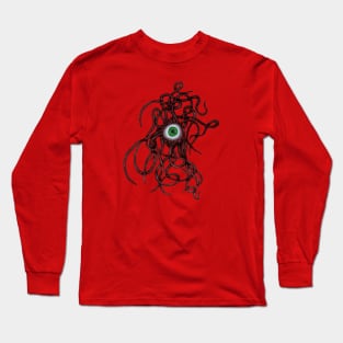 Single-Eyed Weird Cephalopoda With Numerous Tentacles Red Long Sleeve T-Shirt